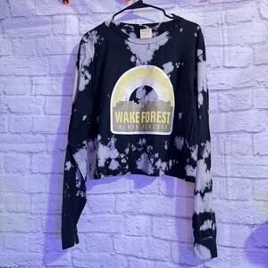 Throwback upscape Apparel Wake Forest Black/grey cropped long sleeve sz M NWT